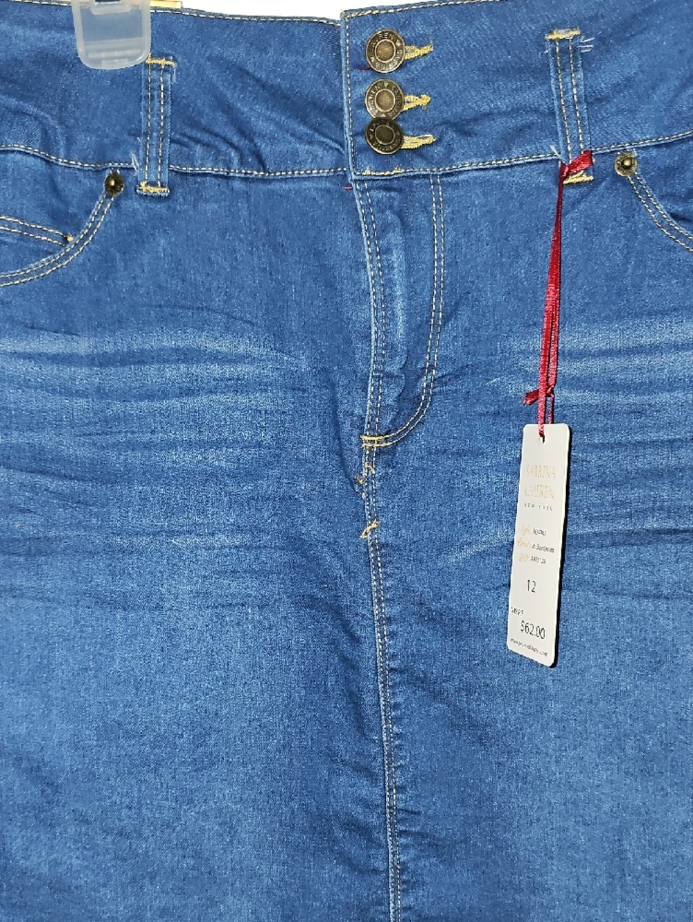 Sabrina Lauren Blue Denim Pencil Skirt - Classic Women's Style - Picture 3 of 8